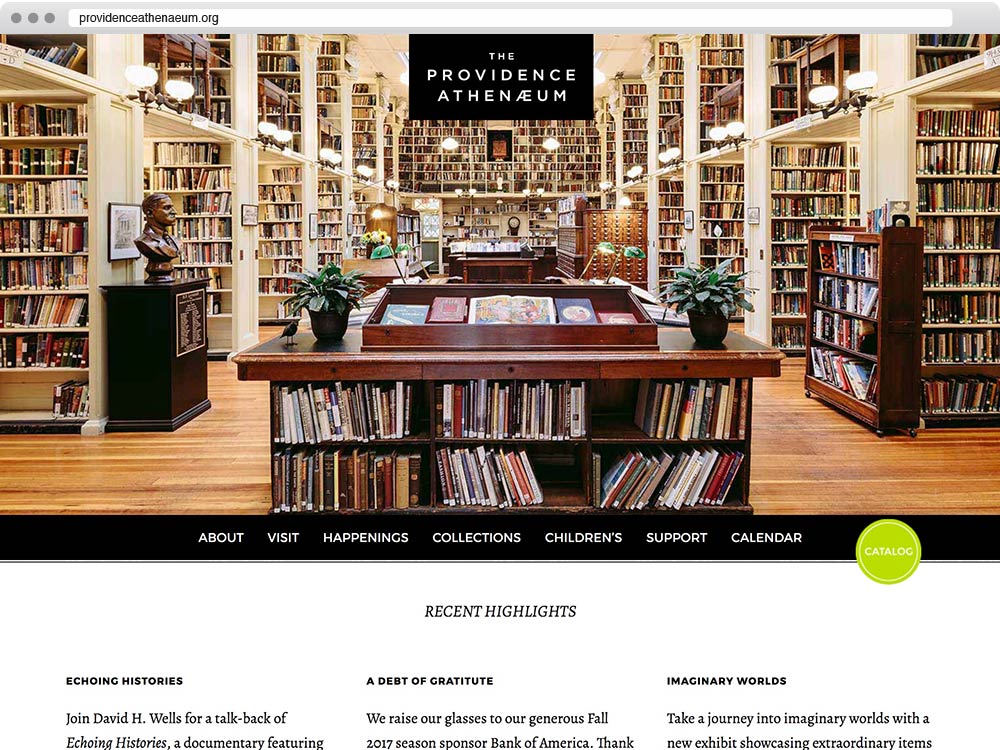 Website design for the Providence Athenaeum